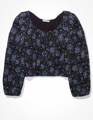 AE Lace-Up Scoop Neck Blouse