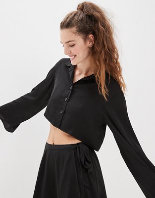 AE Silky Button-Up Blouse