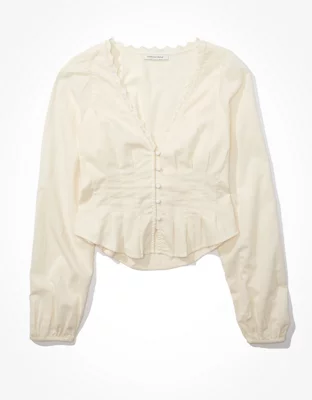 AE Puff-Sleeve Corset Blouse