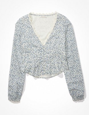AE Puff-Sleeve Corset Blouse