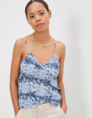 AE Smocked Wrap-Front Babydoll Cami