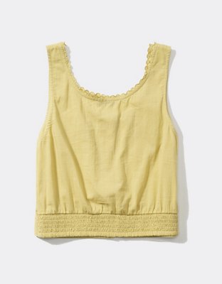 AE Cropped Button-Front Tank Top