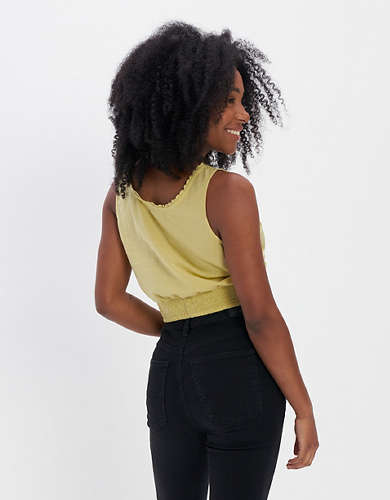 AE Cropped Button-Front Tank Top