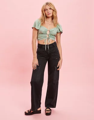 AE Cut-Out Flutter Sleeve Blouse