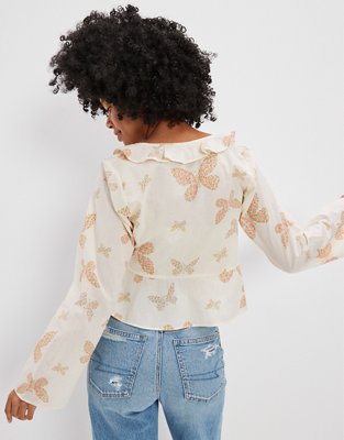 AE Blusa manga larga con lazo en el frente