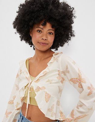 AE Blusa manga larga con lazo en el frente