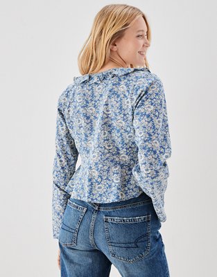 AE Blusa manga larga con lazo en el frente