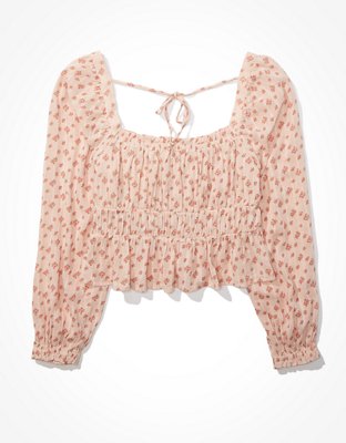 Женские блузки American Eagle AE Puff-Sleeve Ruched Blouse — фото 4