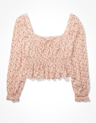 Женские блузки American Eagle AE Puff-Sleeve Ruched Blouse — фото 3