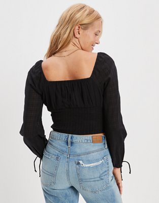 AE Long-Sleeve Corset Blouse