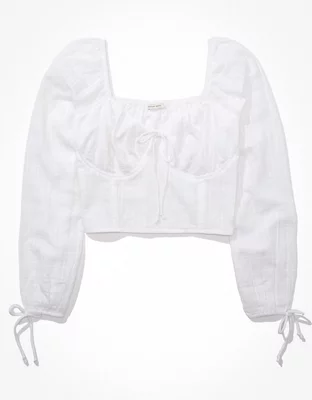 AE Long-Sleeve Corset Blouse