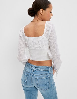 AE Long-Sleeve Corset Blouse