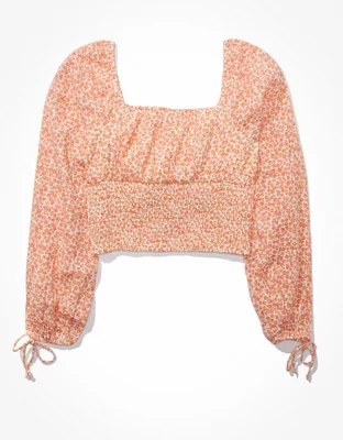 AE Long-Sleeve Corset Blouse