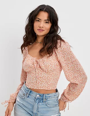 AE Long-Sleeve Corset Blouse