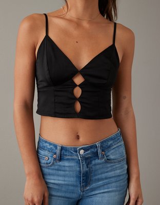 Женские топы American Eagle AE Cropped Silky Keyhole Cami — фото 4