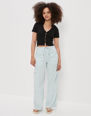 Женские рубашки American Eagle AE Smocked Button-Up Shirt — фото 4