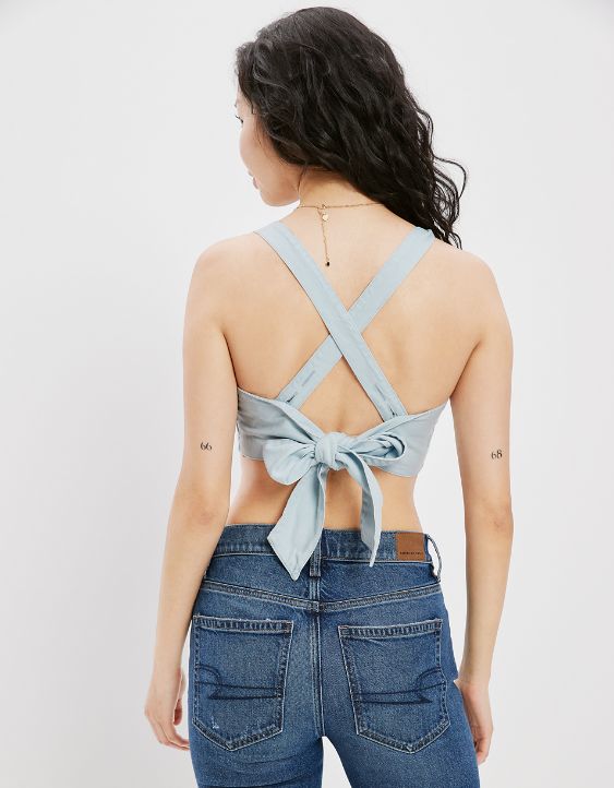 AE Button-Up Tie Back Tank Top