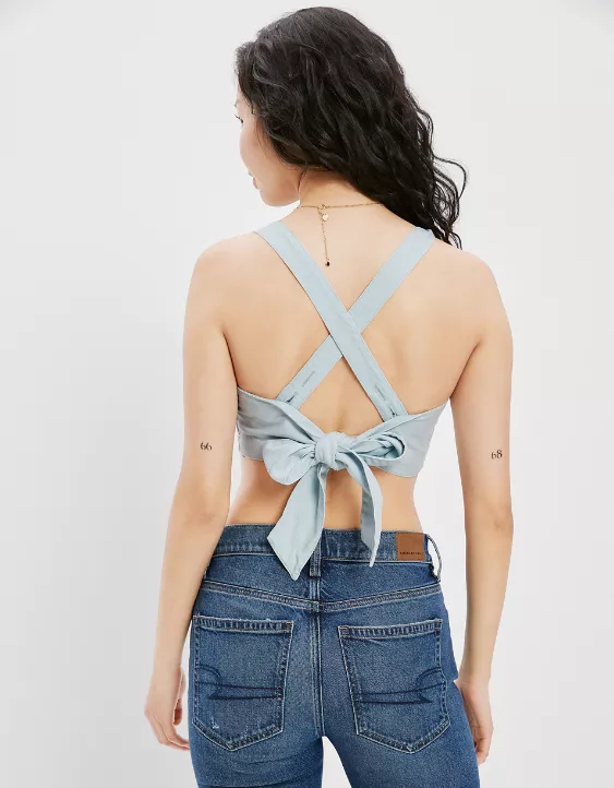 AE Button-Up Tie Back Tank Top