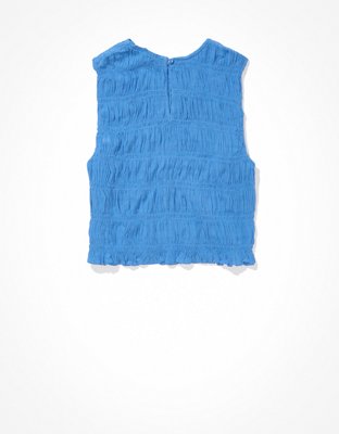 AE Cropped Smocked High-Neck Tank Top