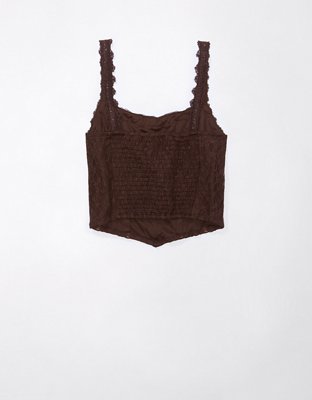 AE Cropped Lace Corset Tank Top