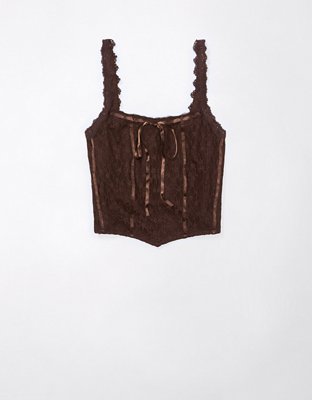 AE Cropped Lace Corset Tank Top