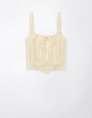 AE Cropped Lace Corset Tank Top