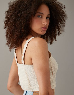 AE Cropped Lace Corset Tank Top