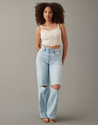 AE Cropped Lace Corset Tank Top