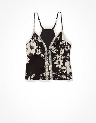 Женские топы American Eagle AE Cropped Lace Trim Tie-Front Cami — фото 3