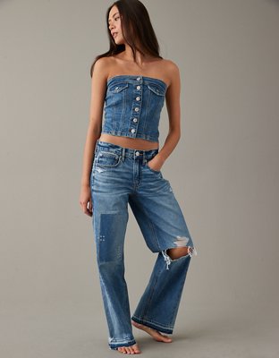 AE Cropped Denim Tube Top