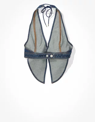 AE Denim OpenBack Halter Top
