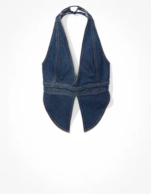 AE Denim OpenBack Halter Top