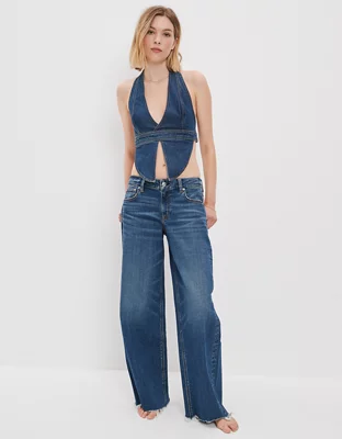 AE Denim OpenBack Halter Top