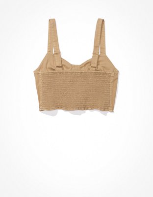 AE Cropped Denim Corset Tank Top
