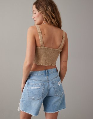 AE Cropped Denim Corset Tank Top