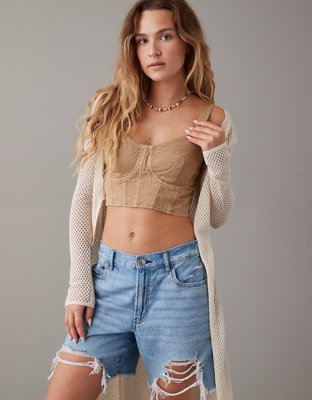 American eagle store denim crop top