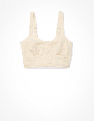 AE Cropped Denim Corset Tank Top