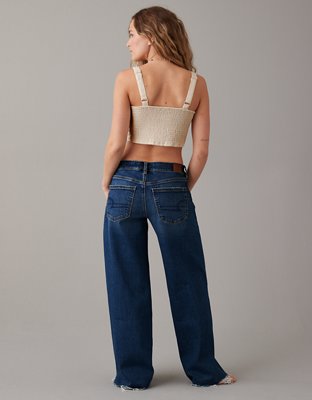 AE Cropped Denim Corset Tank Top
