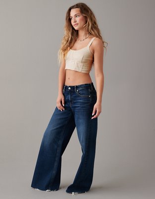 AE Cropped Denim Corset Tank Top