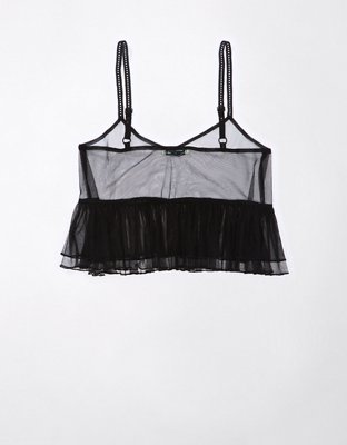 AE Cropped Tulle Babydoll Cami | American Eagle