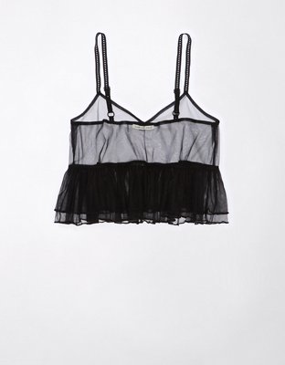 AE Cropped Tulle Babydoll Cami | American Eagle