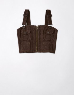 Женские топы American Eagle AE Cropped Zip-Front Cargo Tank Top — фото 3