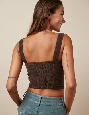 AE Cropped Zip-Front Cargo Tank Top | American Eagle