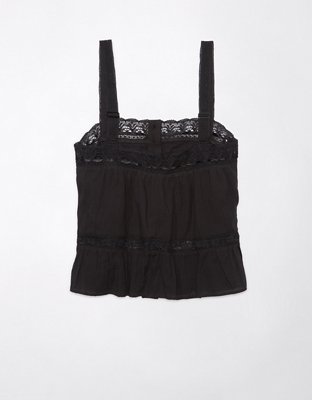 AE Lace-Trim Pintuck Tank Top