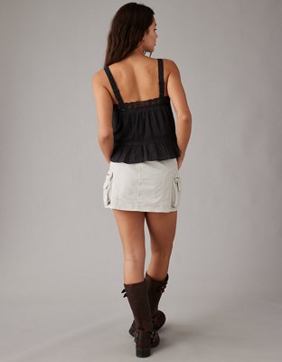 AE Lace-Trim Pintuck Tank Top