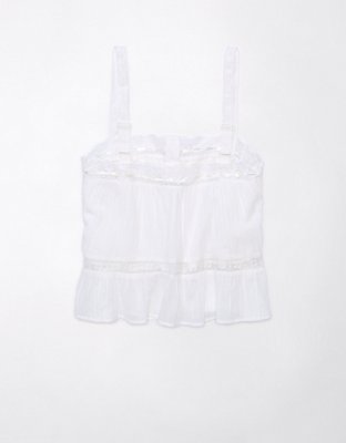 AE Lace-Trim Pintuck Tank Top