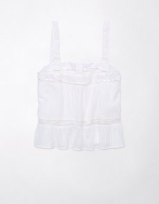 AE Lace-Trim Pintuck Tank Top