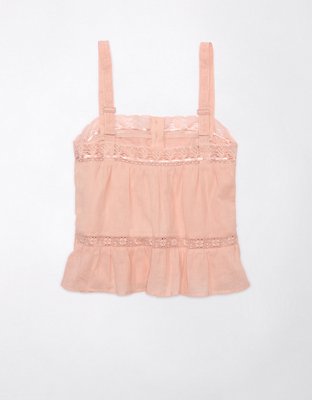AE Lace-Trim Pintuck Tank Top | American Eagle