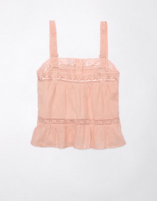 AE Lace-Trim Pintuck Tank Top