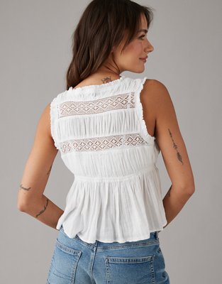 AE Lace-Trim Flyaway Babydoll Tank Top